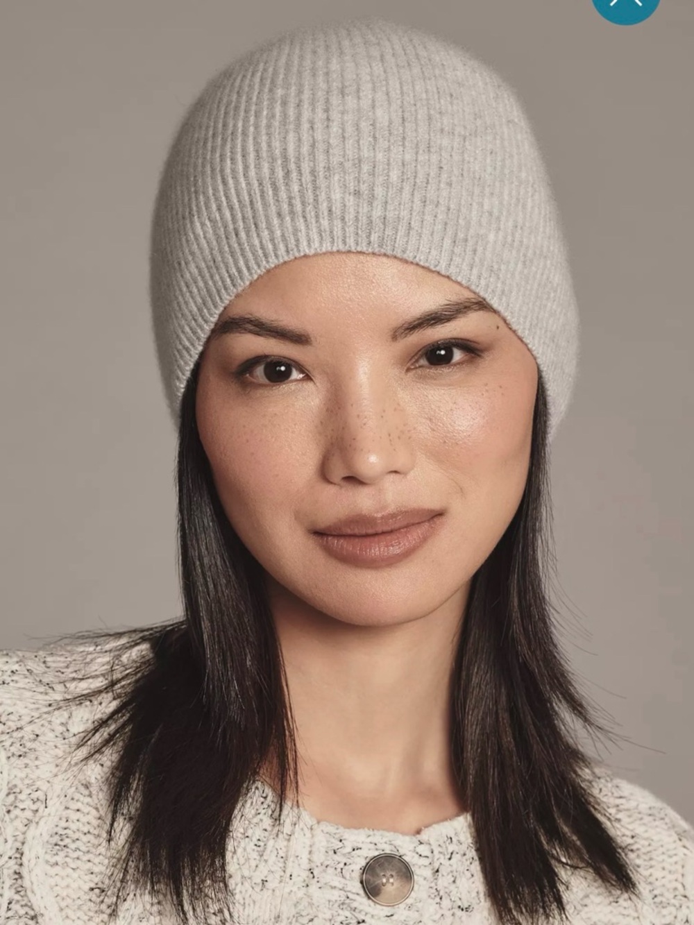 NEW Anthropologie Maeve 100% Cashmere Beanie, Light Grey